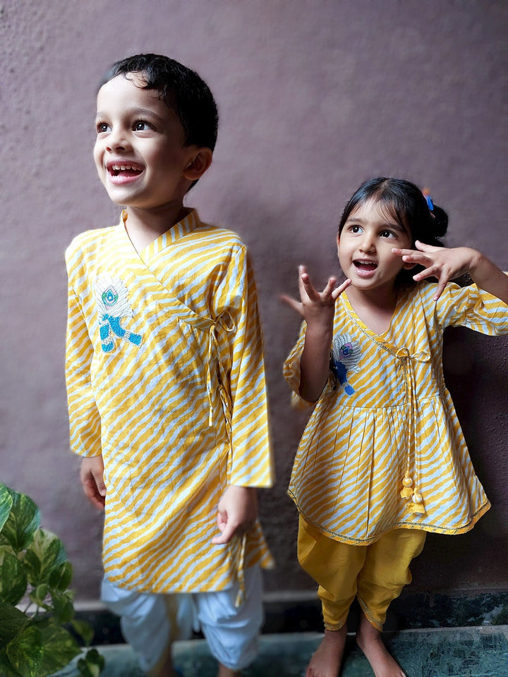 Boys Angrakha Kurta &amp; Dhoti Set | Janamashtami | 0-12Y