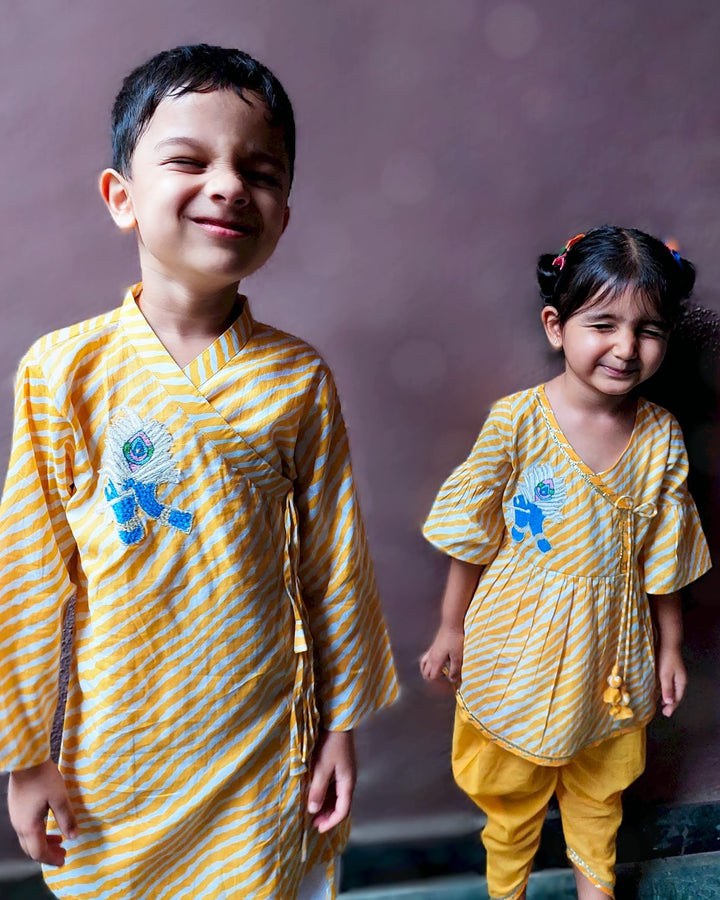 Boys Angrakha Kurta &amp; Dhoti Set | Janamashtami | 0-12Y