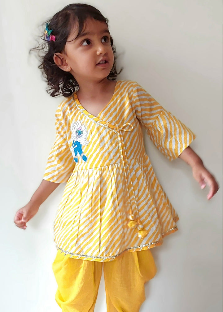 Girls Angrakha Kurti &amp; Dhoti Set | Janamashtami | 0-12Y