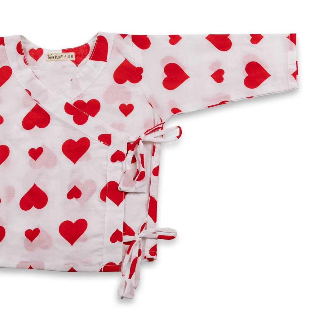 red hearts print newborn baby dress jhabla