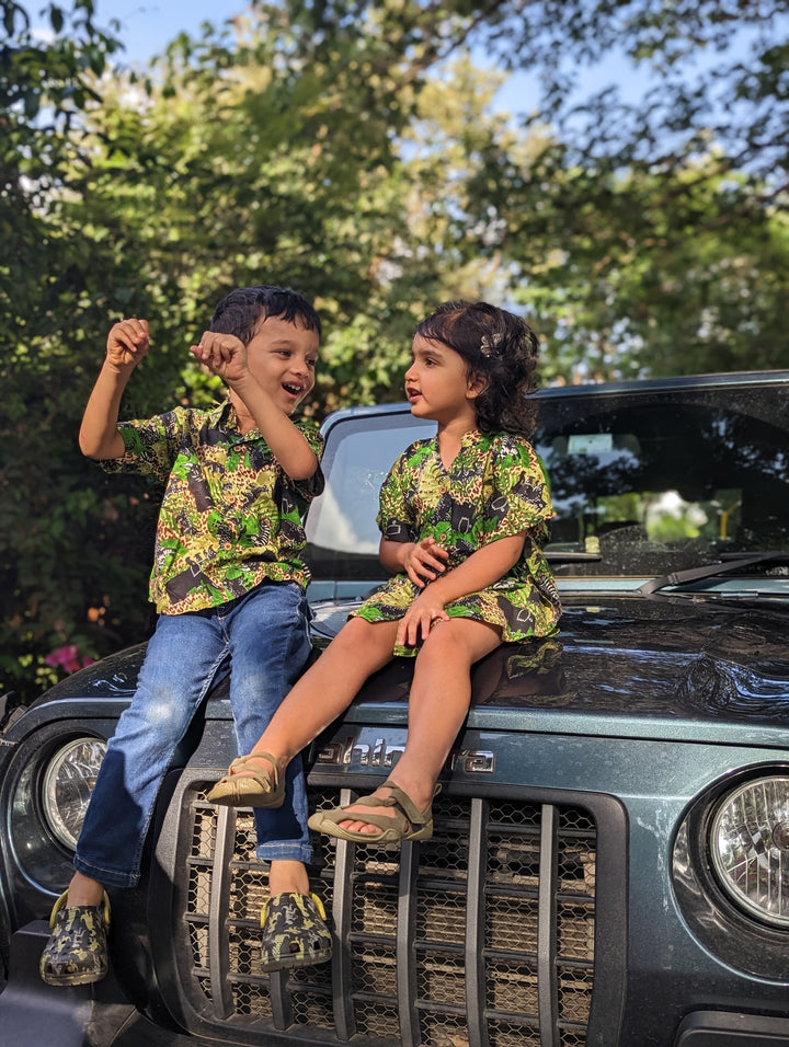 Girls Shirt Dress, Animal Safari print | Safari