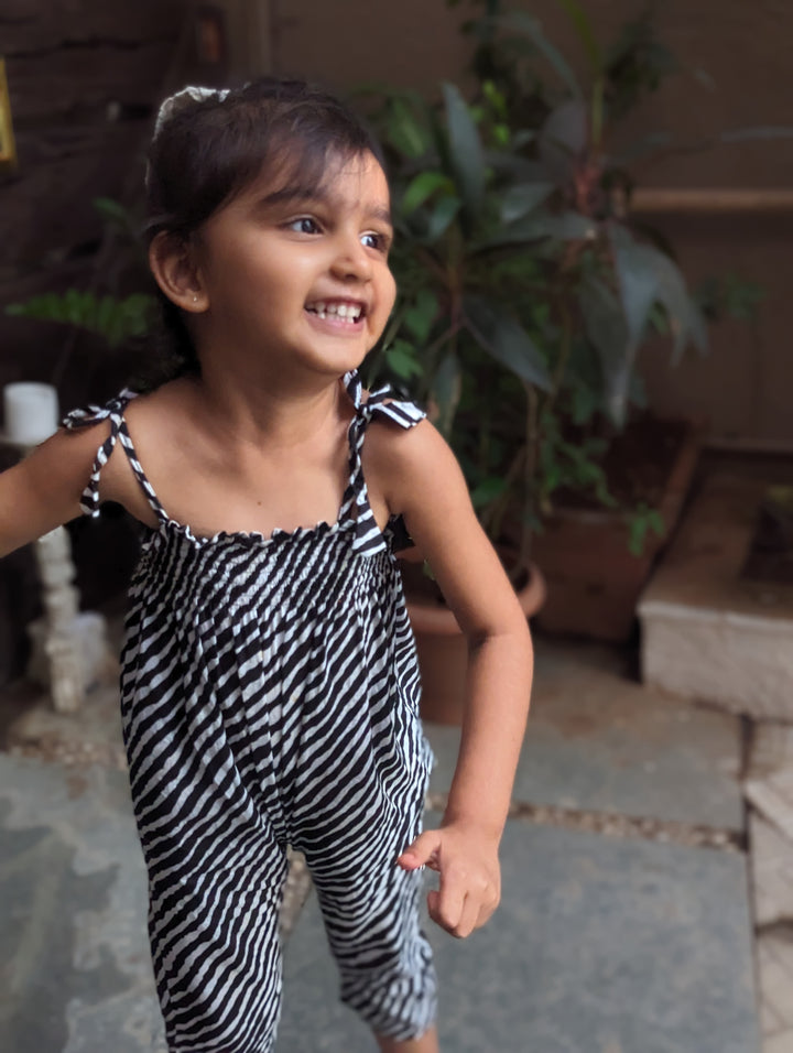 Cotton Malmal Jumpsuit for Girls | Leheriya Black