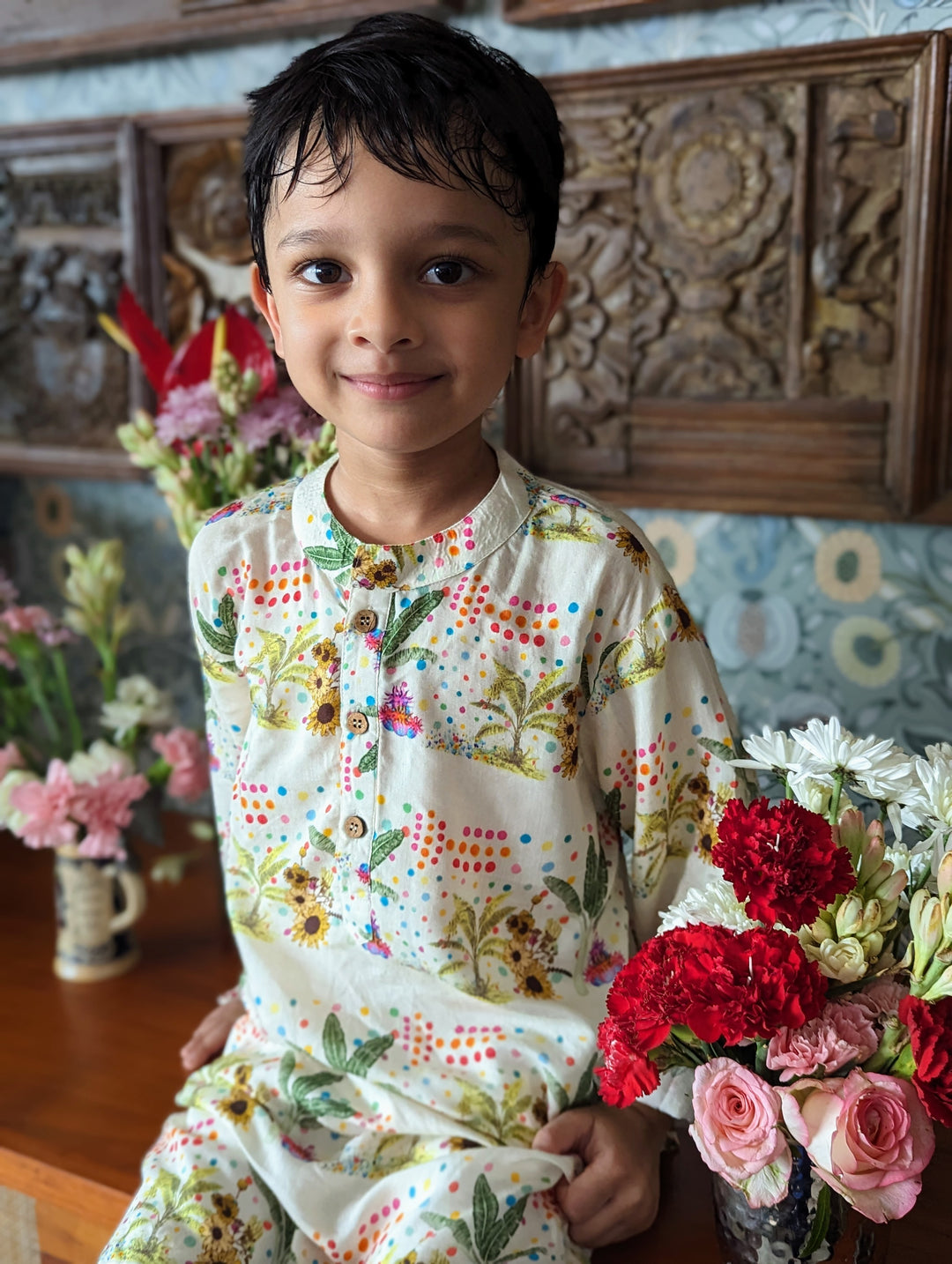 Viscose Silk Kurta for Boys, Men | Sunflower