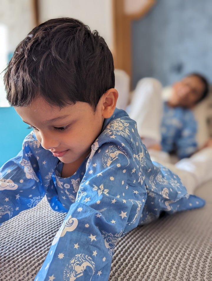 Cotton Night Suit for Kids | Nayantaara Powder Blue