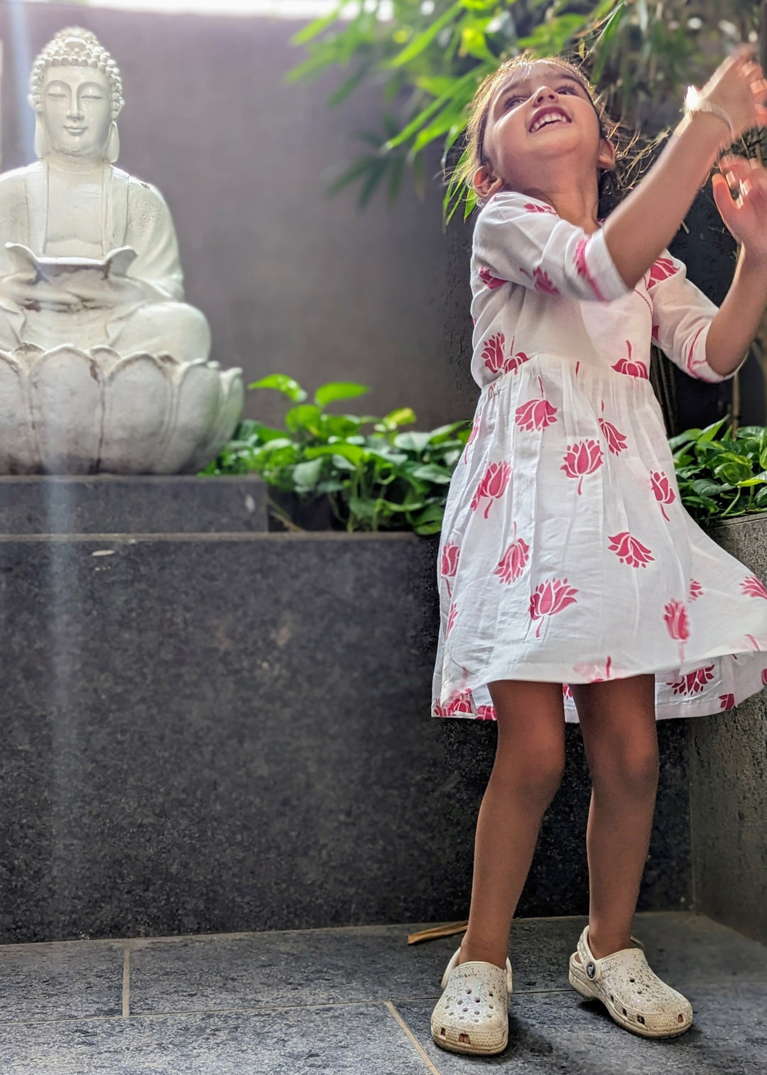Cotton Malmal Dress | Indian Lotus, Pink | 0-12Y
