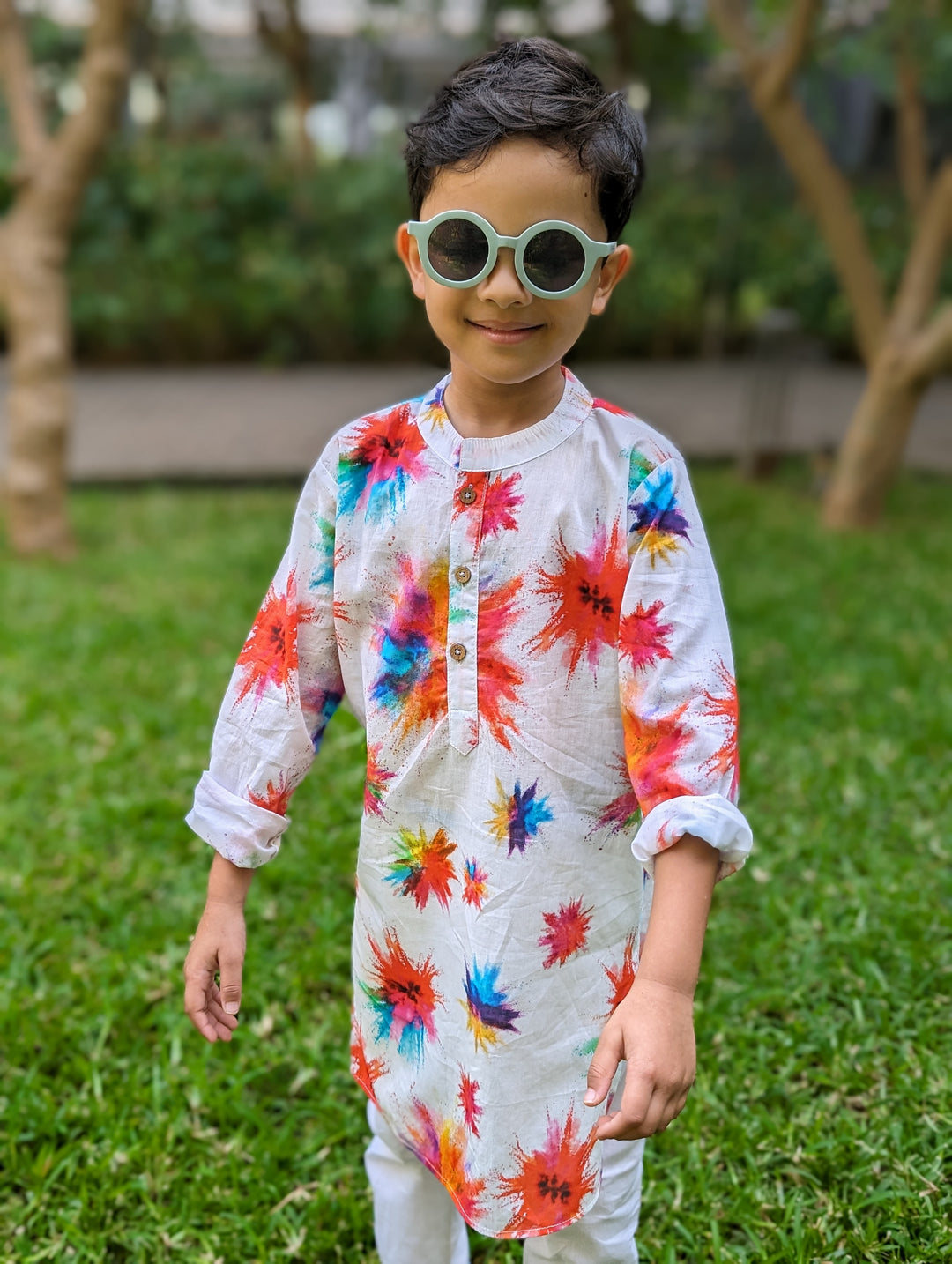 white cotton malmal muslin kurta for boys from newborn age