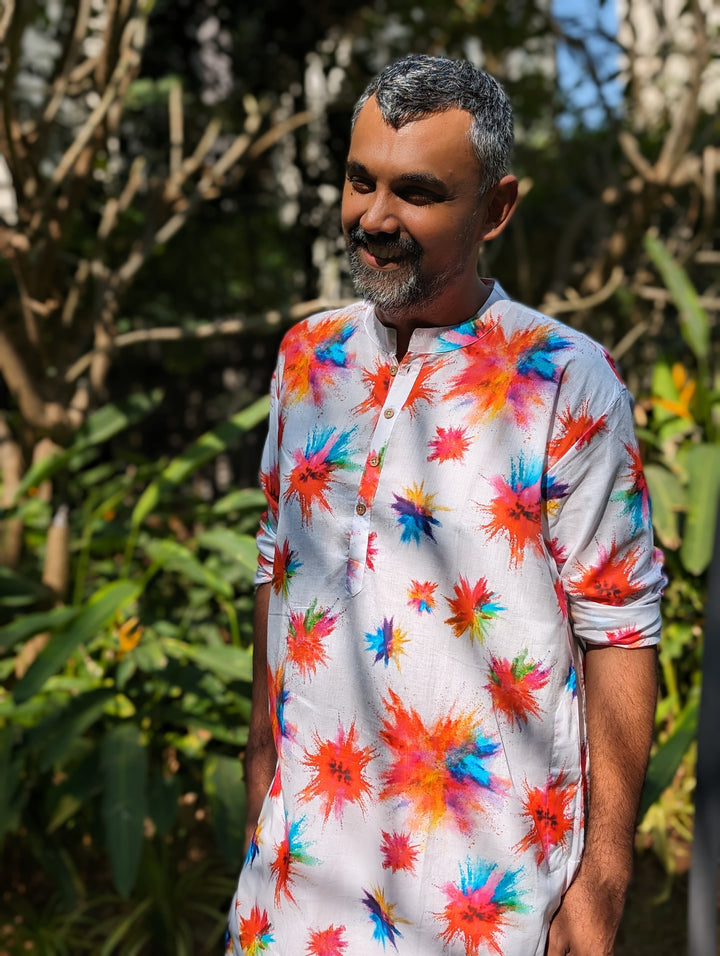 mens soft cotton kurta white colour