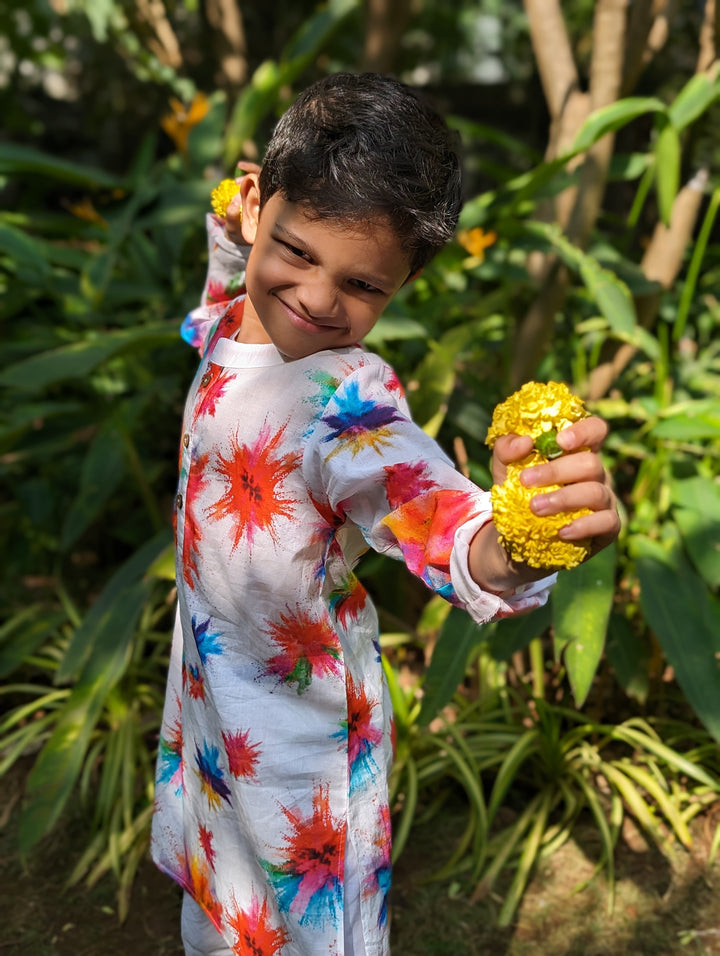 Holi print Kurta for Boys, Men | Colour Splash