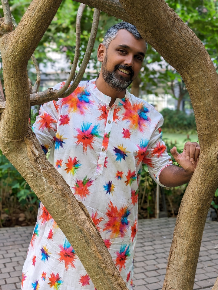Holi print Kurta for Boys, Men | Colour Splash