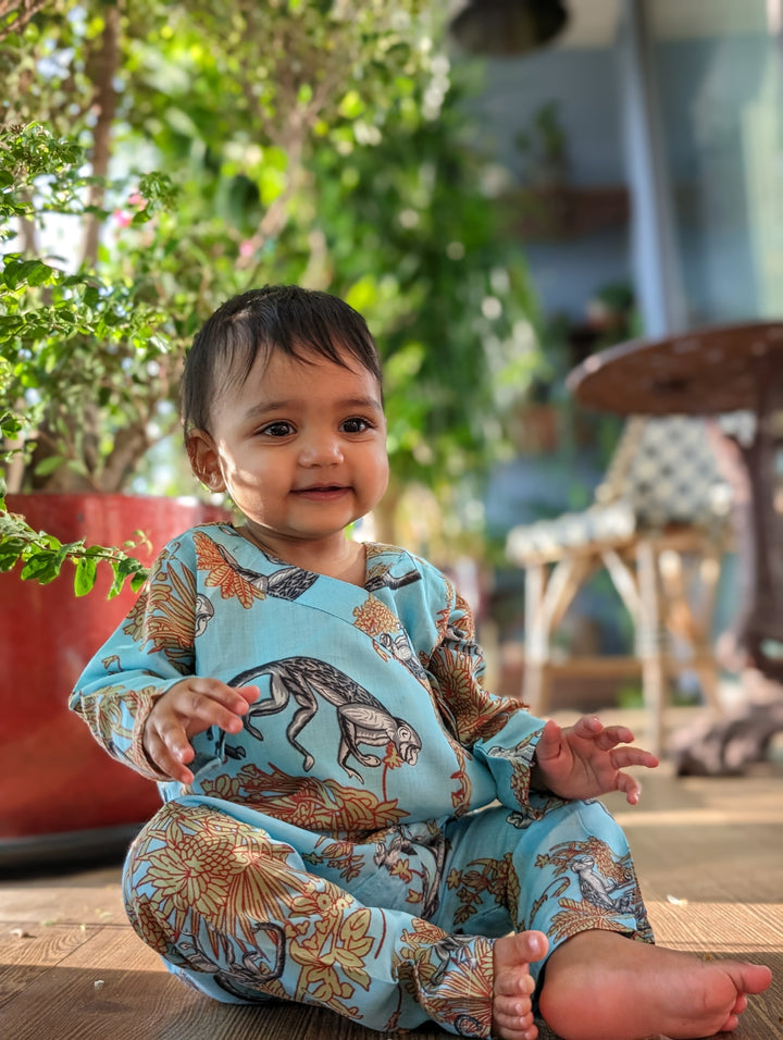 Baby Co-ord Set | Funky Monkey Blue | 0-1 Year