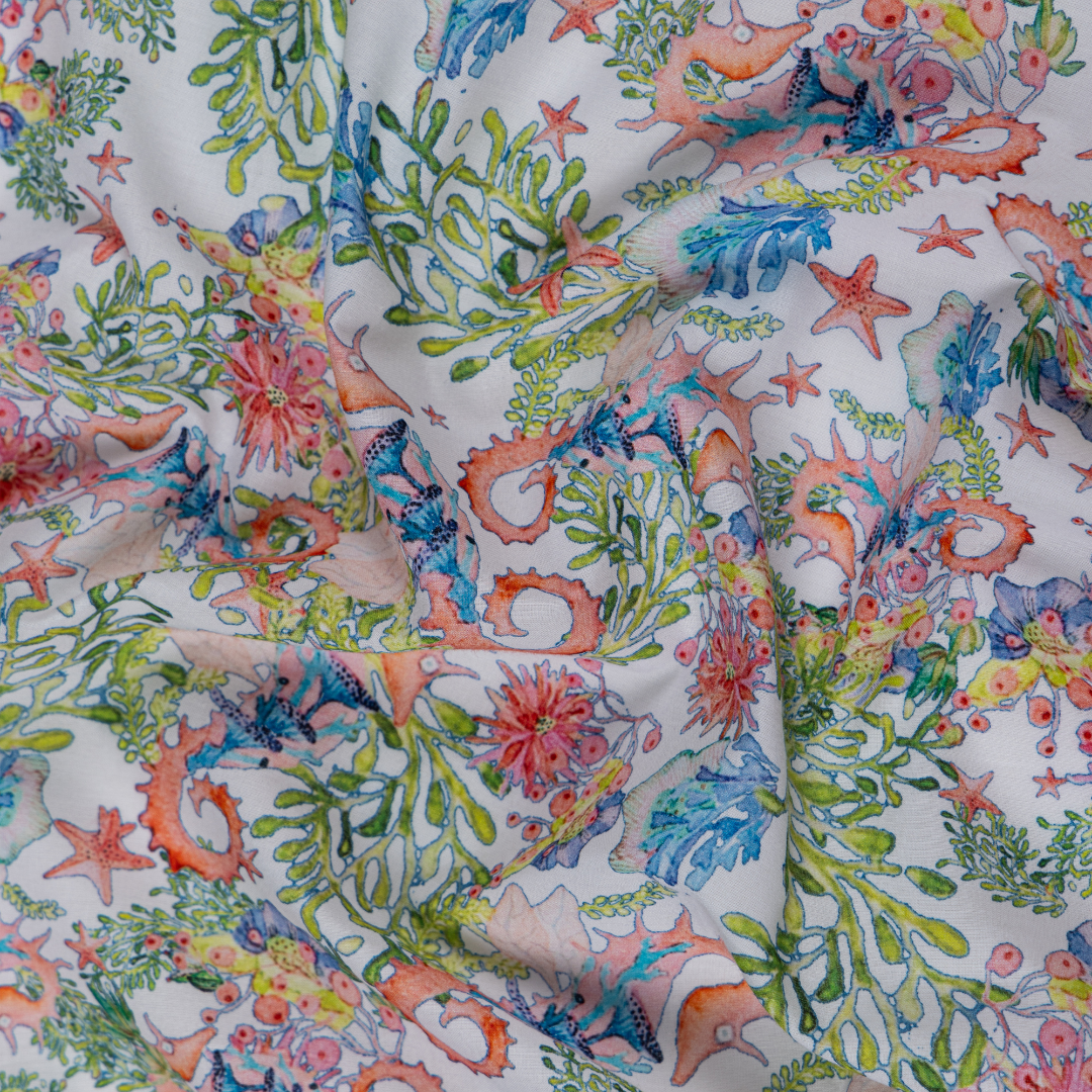 Cotton Malmal Fabric | Sea Horse – Tura Turi
