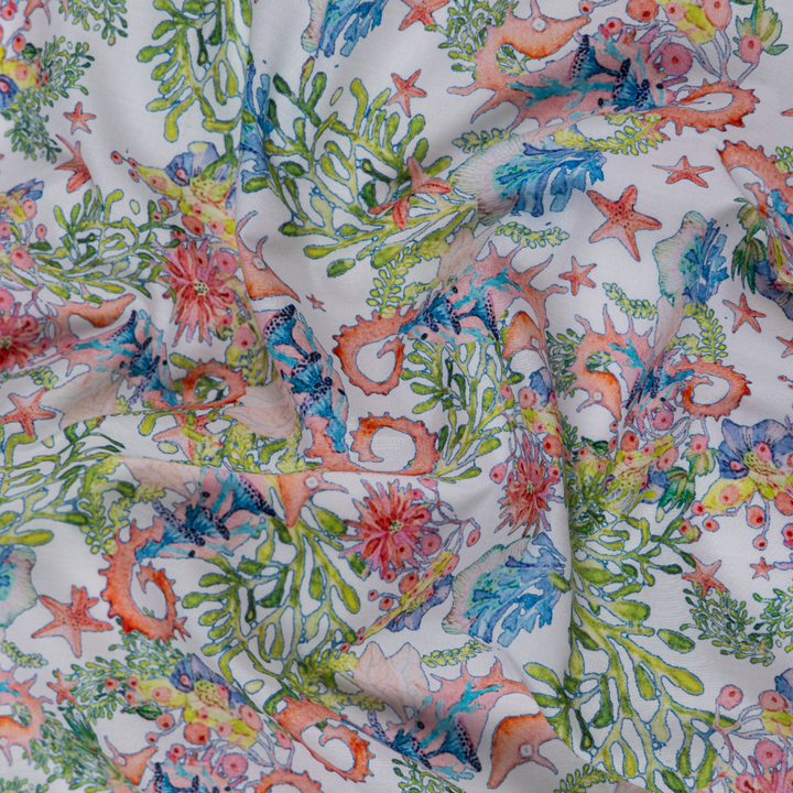 Cotton Malmal Fabric | Sea Horse
