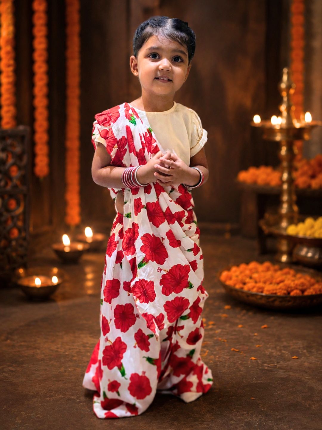 Prestitched Silk Embroidered Saree for Girls | Jabakusum
