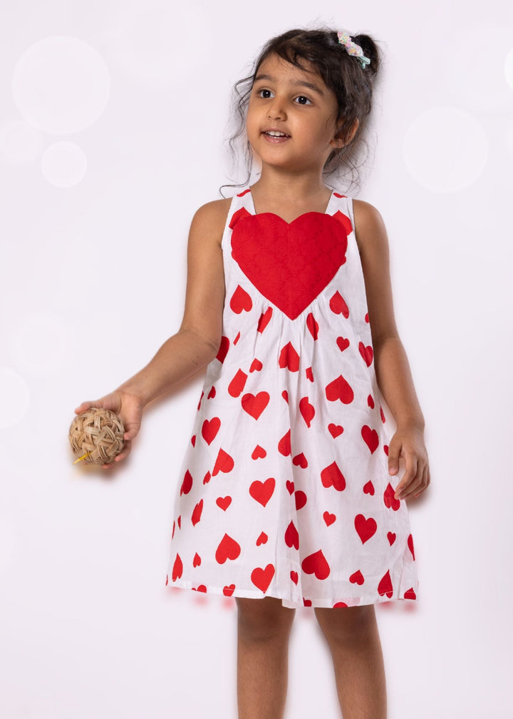 Cotton Dress | Hearts | 0-12Y