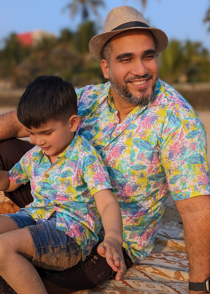 cotton beach shirt father son matching
