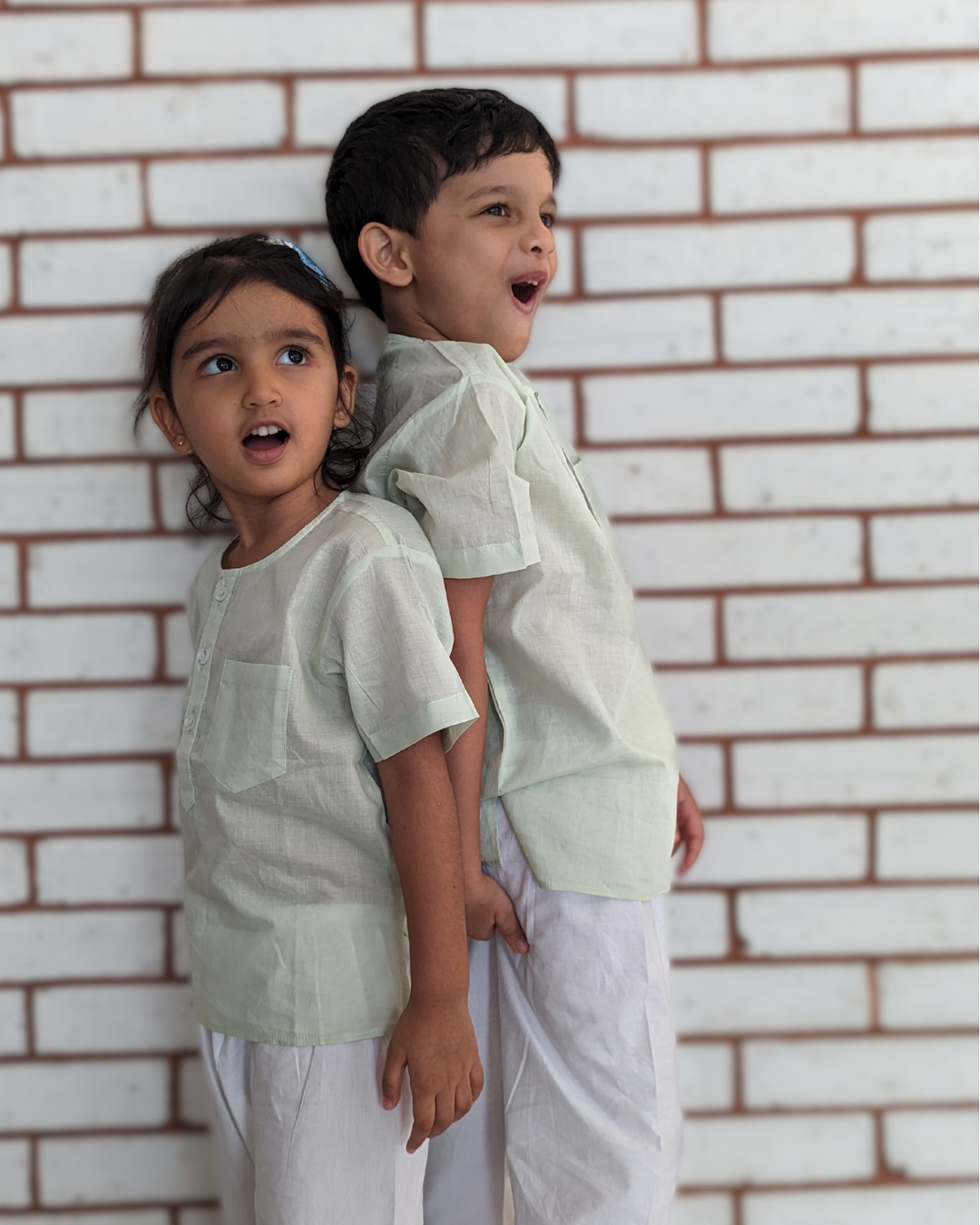 Cotton Mul Night Wear for Kids | Mint Green