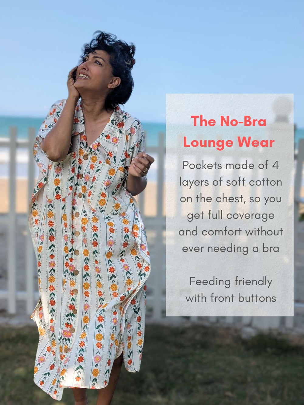 Relaxed cotton floral pinstripe nightshirt that doubles as comfortable summer lounge wear