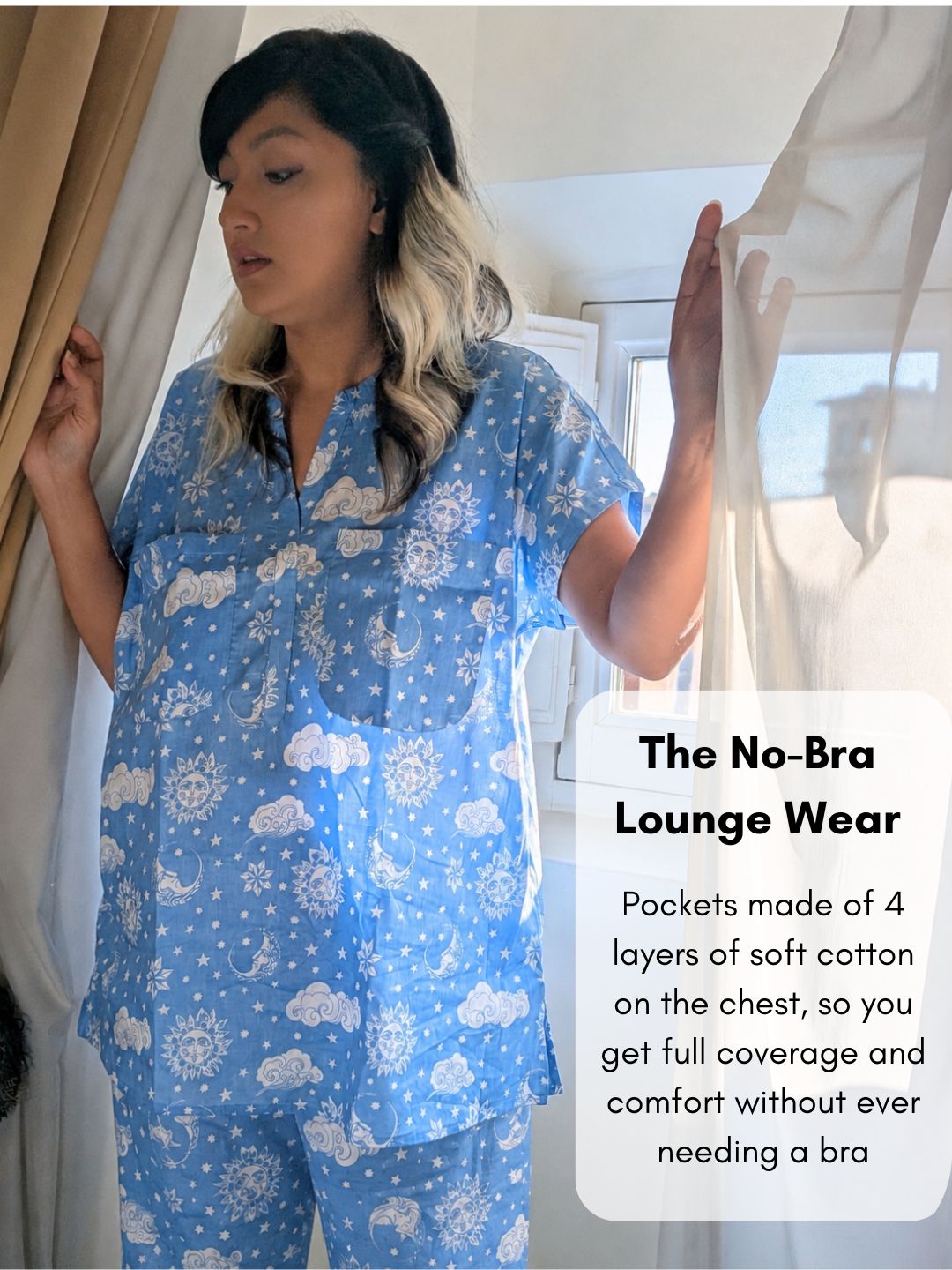 Women’s Bra Top Alternative in Soft Sky Blue Cotton Malmal Nightwear