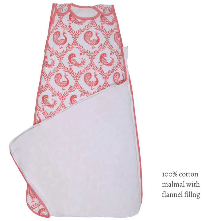 Baby Sleeping Bag | Cotton Malmal | Pyaare Panchhi Pink