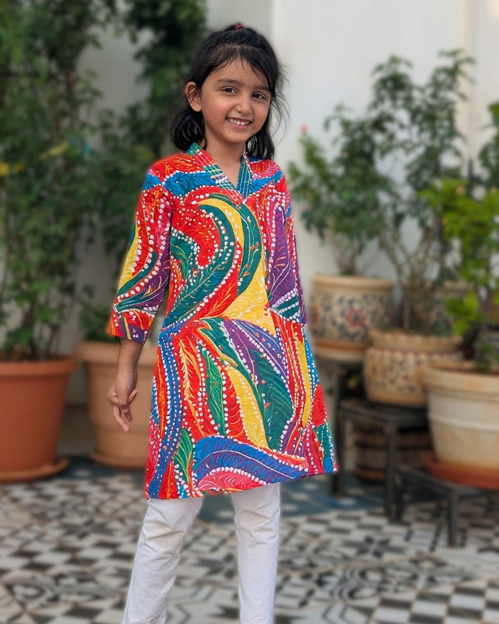 Holi print Cotton Kurta for Girls, Women | Rangeela