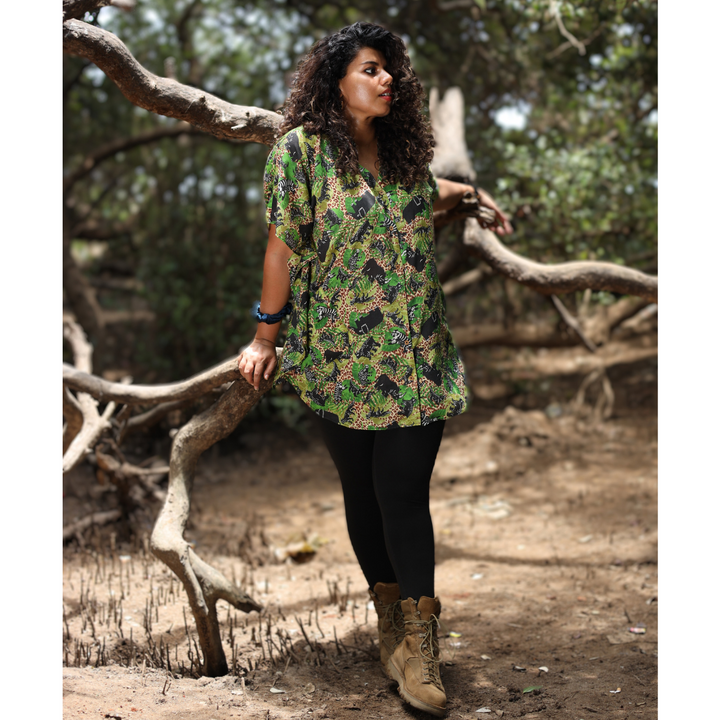 Safari print women’s kaftan shirt dress – cotton summer dress by Tura Turi