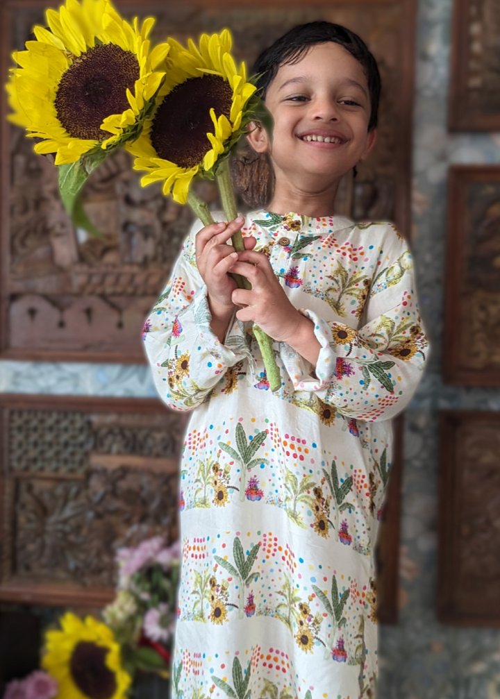 Viscose Silk Kurta for Boys, Men | Sunflower