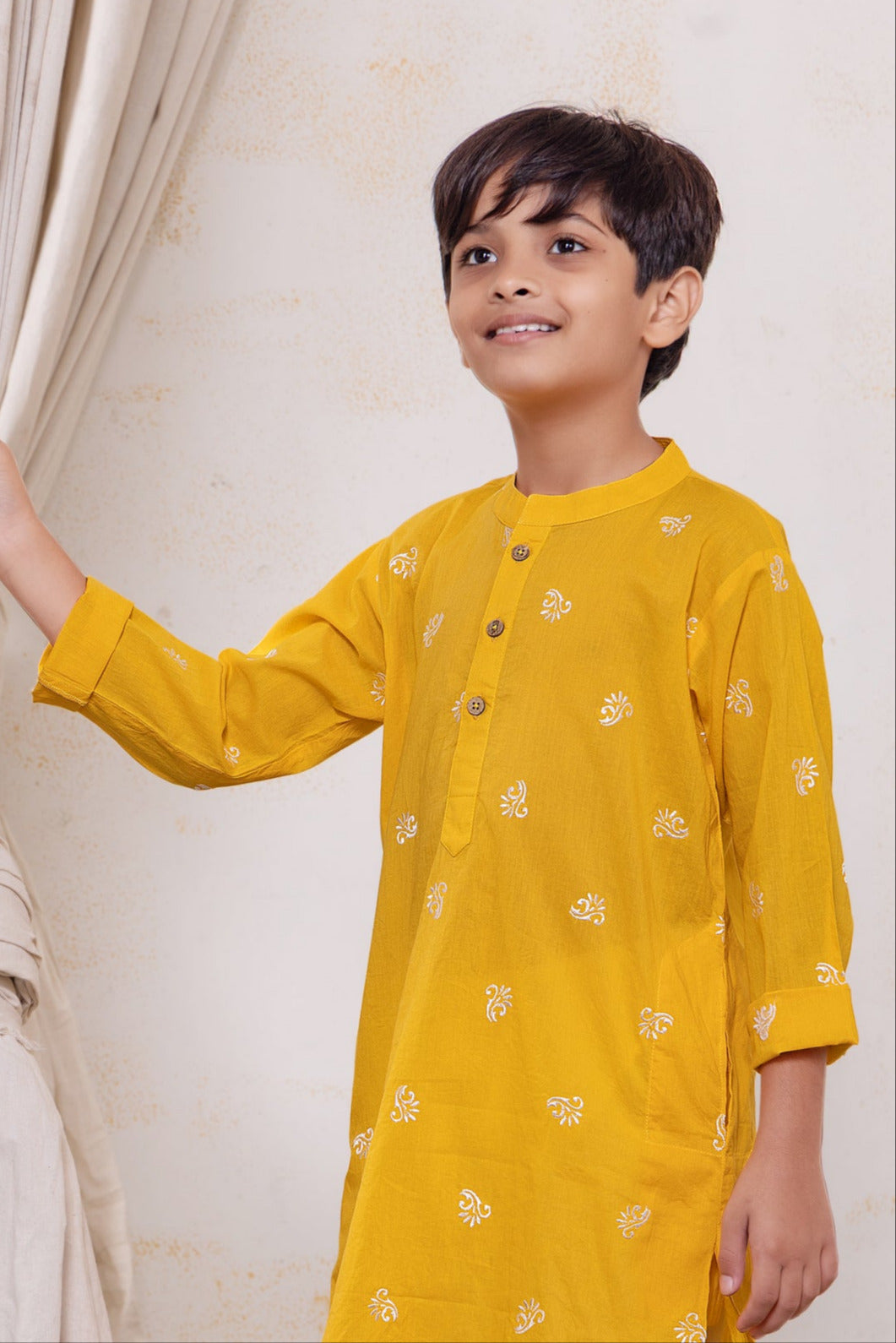 Embroidered Malmal Kurta | Sunshine Yellow | Newborn to Adult