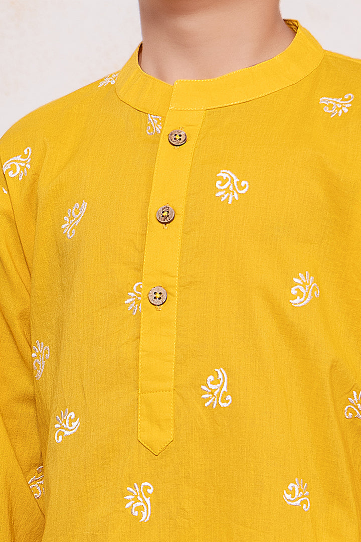 Embroidered Malmal Kurta | Sunshine Yellow | Newborn to Adult