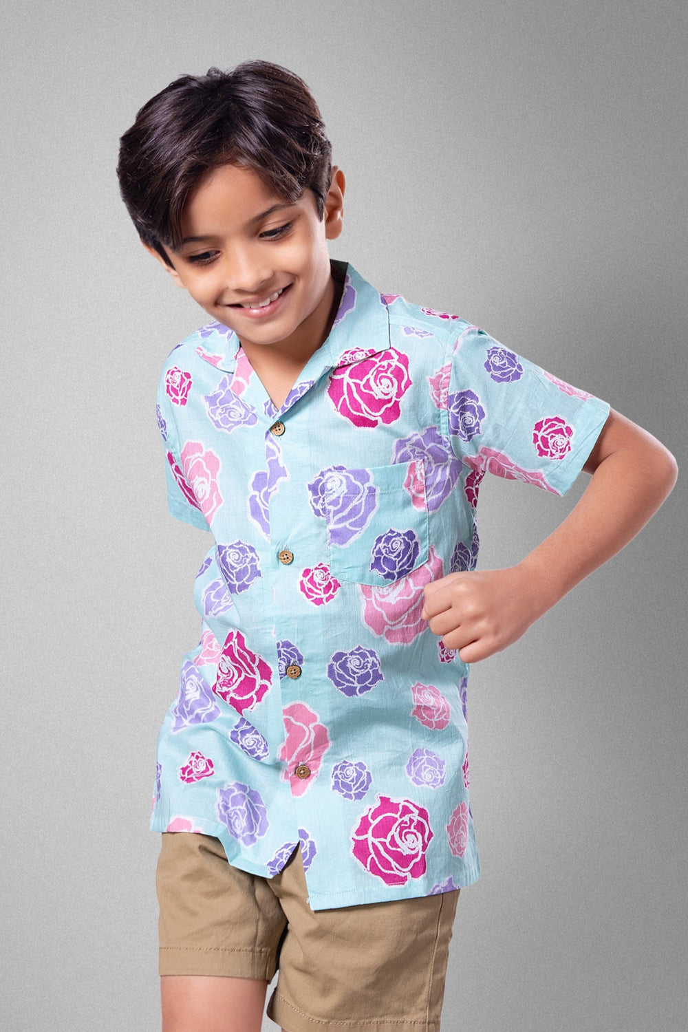 blue cotton beach shirt