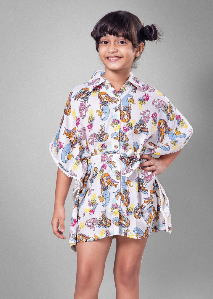 Kaftan style Shirt-Dress | Mermaid White