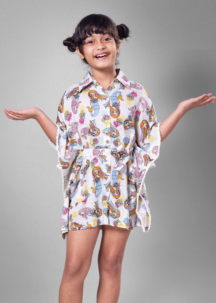 Kaftan style Shirt-Dress | Mermaid White