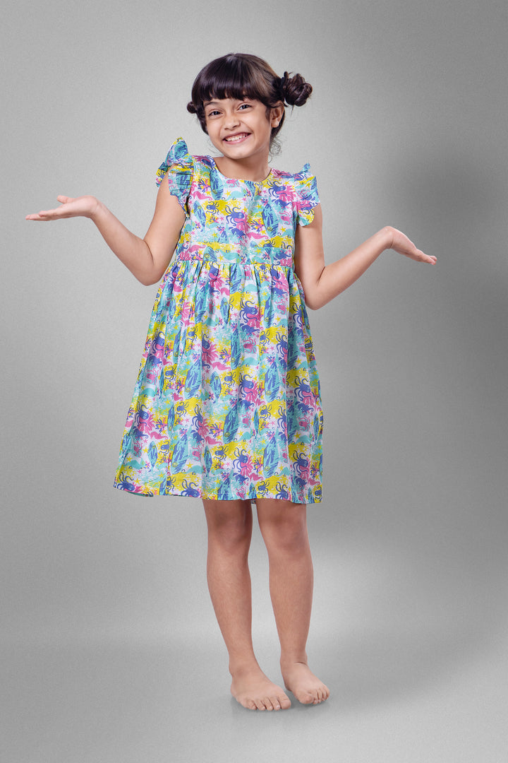Cotton Malmal Dress | Under The Sea | 0-12 Years