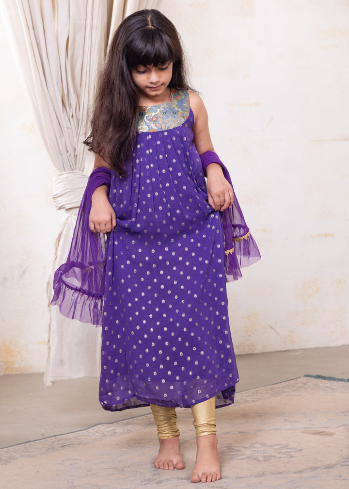 Purple Georgette Churidar Kurta | Girls &amp; Women