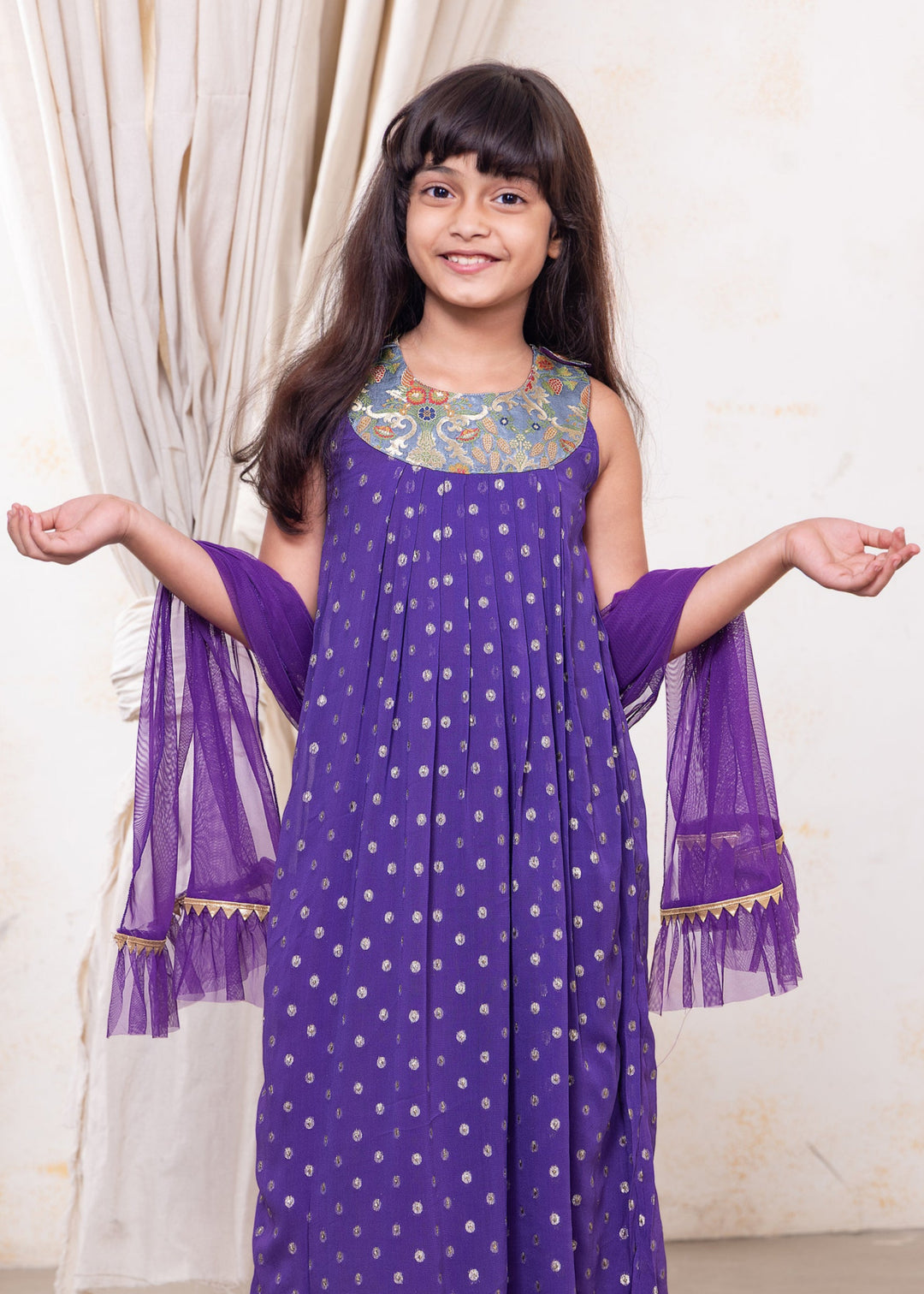 Purple Georgette Churidar Kurta | Girls &amp; Women