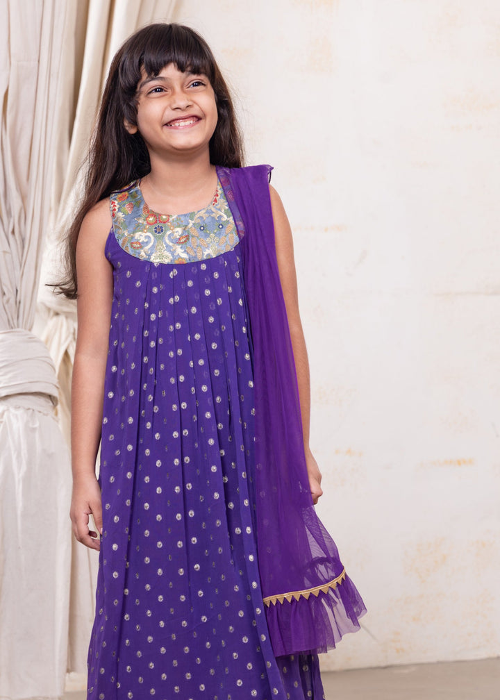 Purple Georgette Churidar Kurta | Girls &amp; Women
