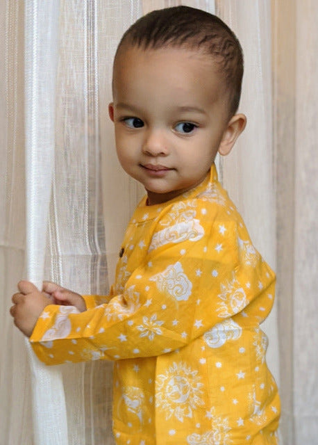 Cotton Malmal Kurta Pajama Set | Nayantaara Yellow