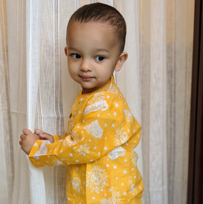 Cotton Malmal Kurta Pajama Set | Nayantaara Yellow