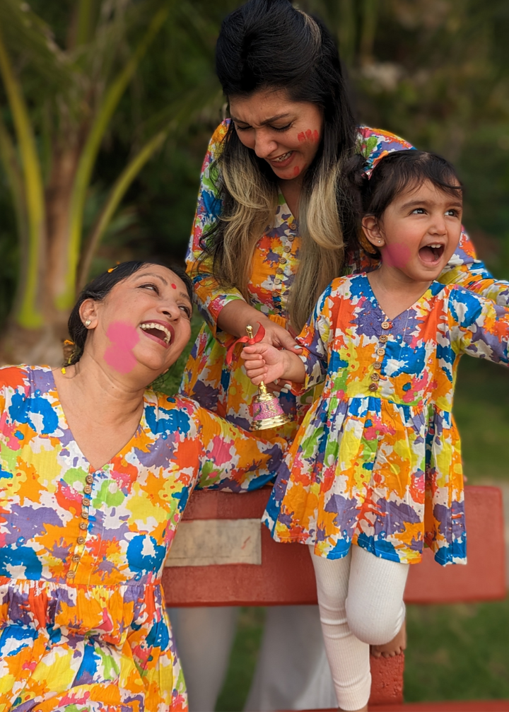 Holi print Kurti Tunic for Girls, Women | Paintball