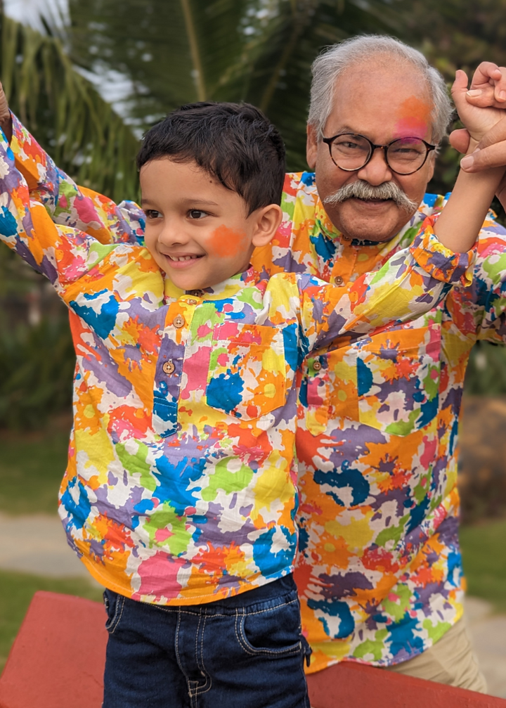 Holi print Kurta-Shirt for Boys, Men | Paintball