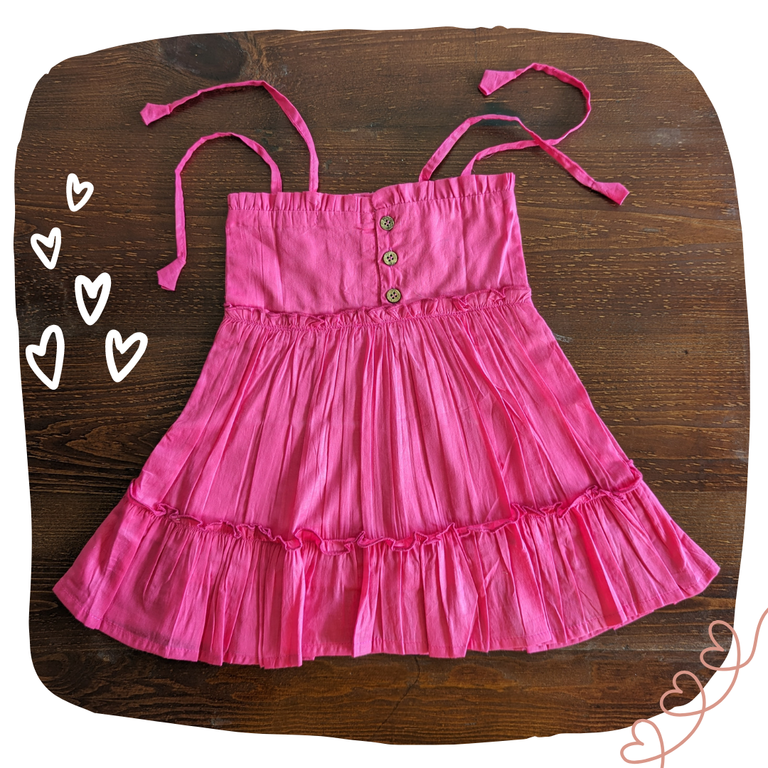 Cotton Malmal Dress | Simply Malmal Pink | 1-12Y