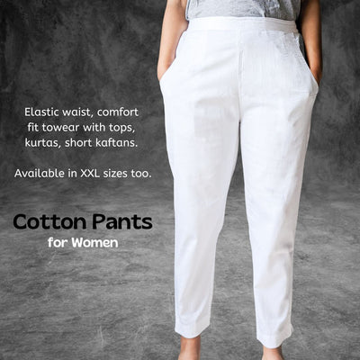 White Cotton Pants for Women | Premium Giza Cotton