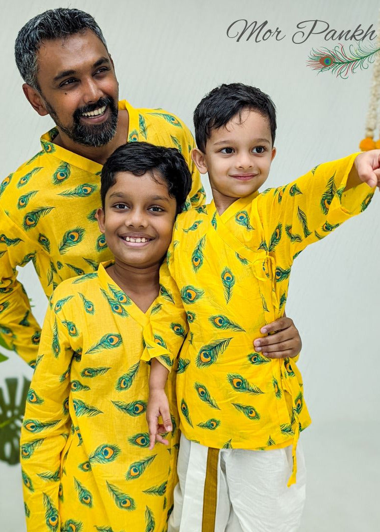 krishna kanha yellow janamastami kurta for boys