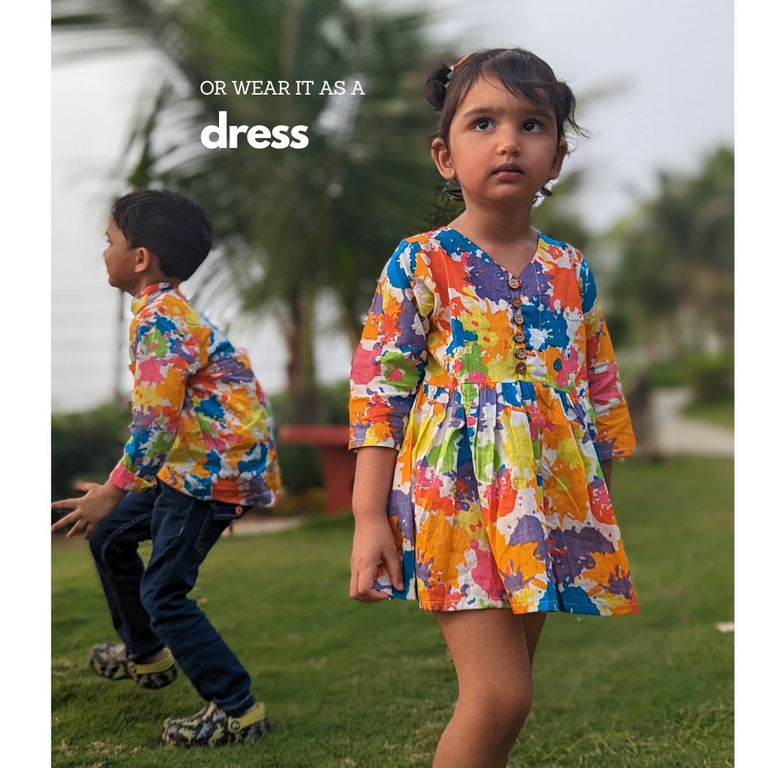 Holi print Kurti Tunic for Girls, Women | Paintball