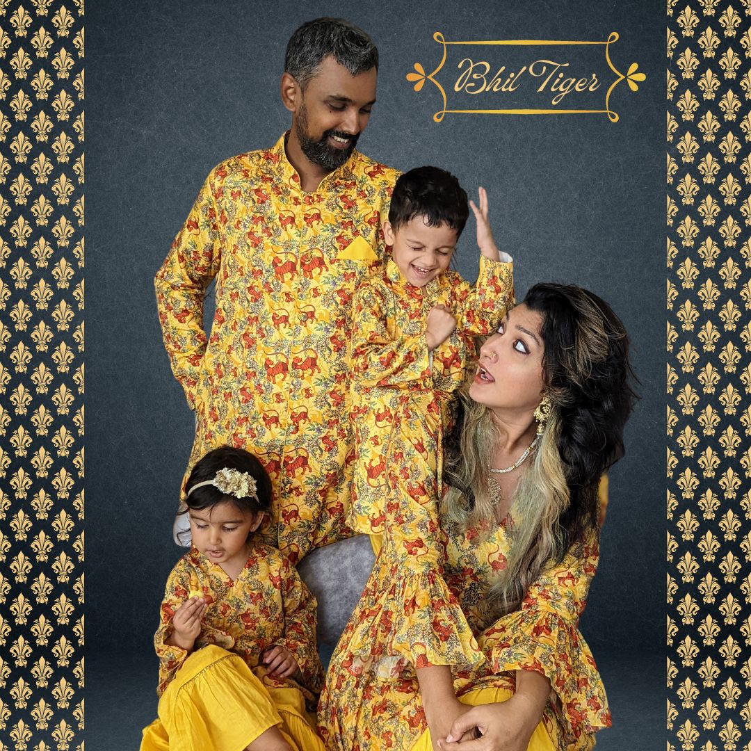 Cotton Malmal Kurta-Sharara Set | Bhil Tiger