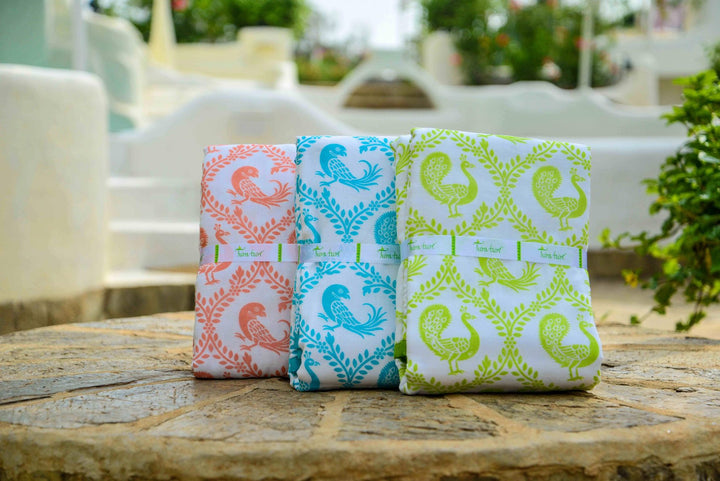 Muslin Baby Blanket - Pyaare Panchhi (Blue, Pink)