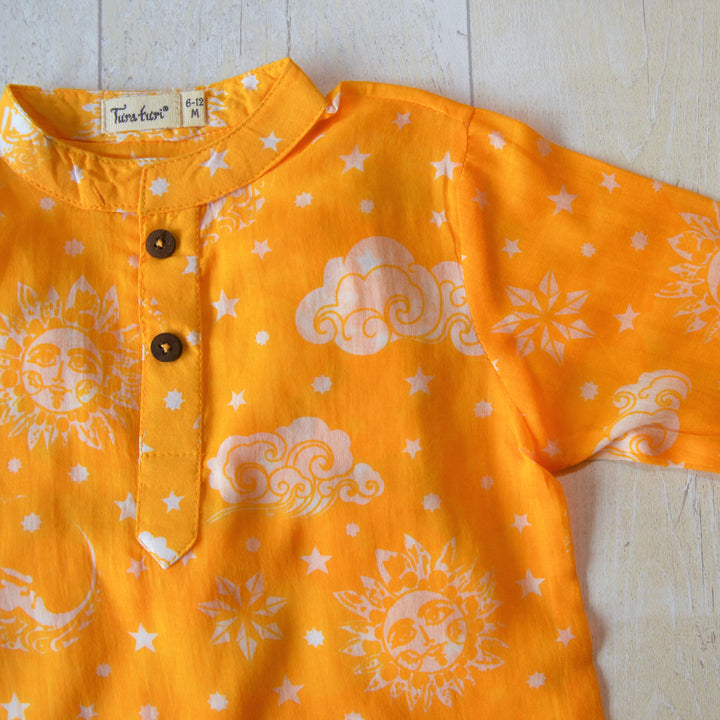 Cotton Malmal Kurta Pajama Set | Nayantaara Yellow