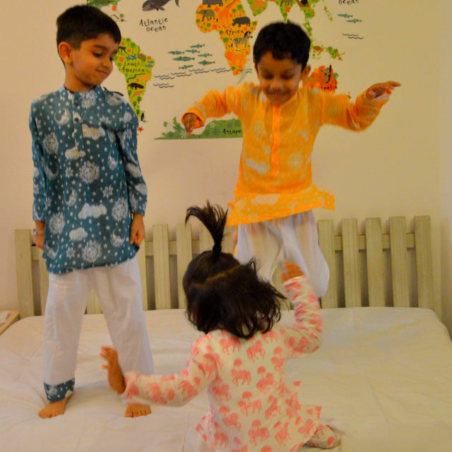 Cotton Malmal Kurta Pajama Set | Nayantaara Yellow