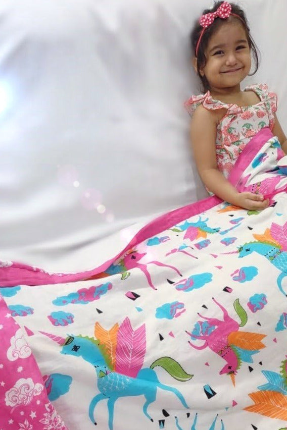 Cotton Malmal Blanket - Flying Unicorn (Junior)