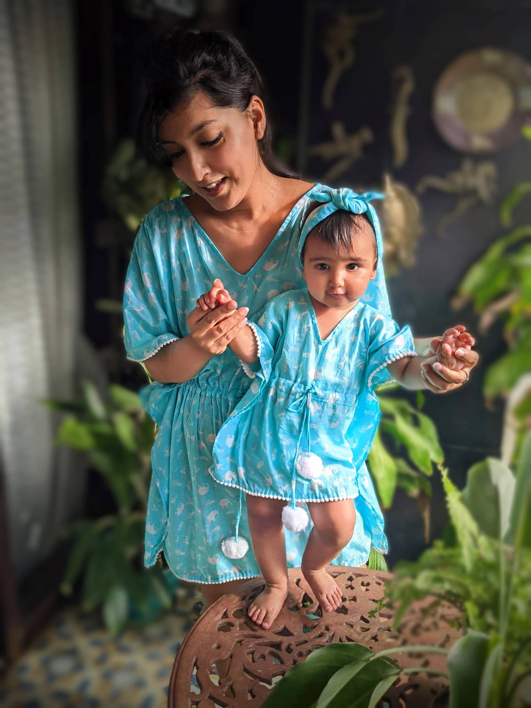Malmal Kaftan - Warli Blue
