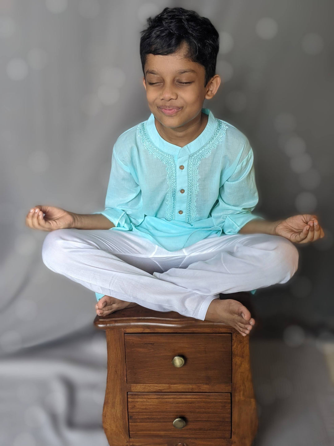Embroidered Malmal Kurta | Sky Blue | Newborn to Adult